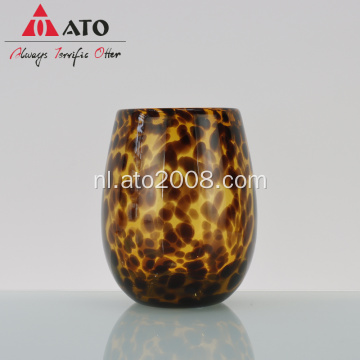 Leopard Glass Cup Gouden luipaard stengelloze wijnglas